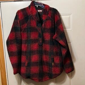 Maurices Red and Black Fleece Jacket XL